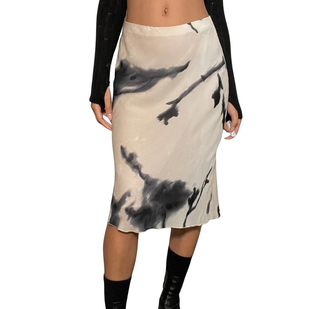Y2k Black and Cream Midi Skirt - Picture 3 of 7